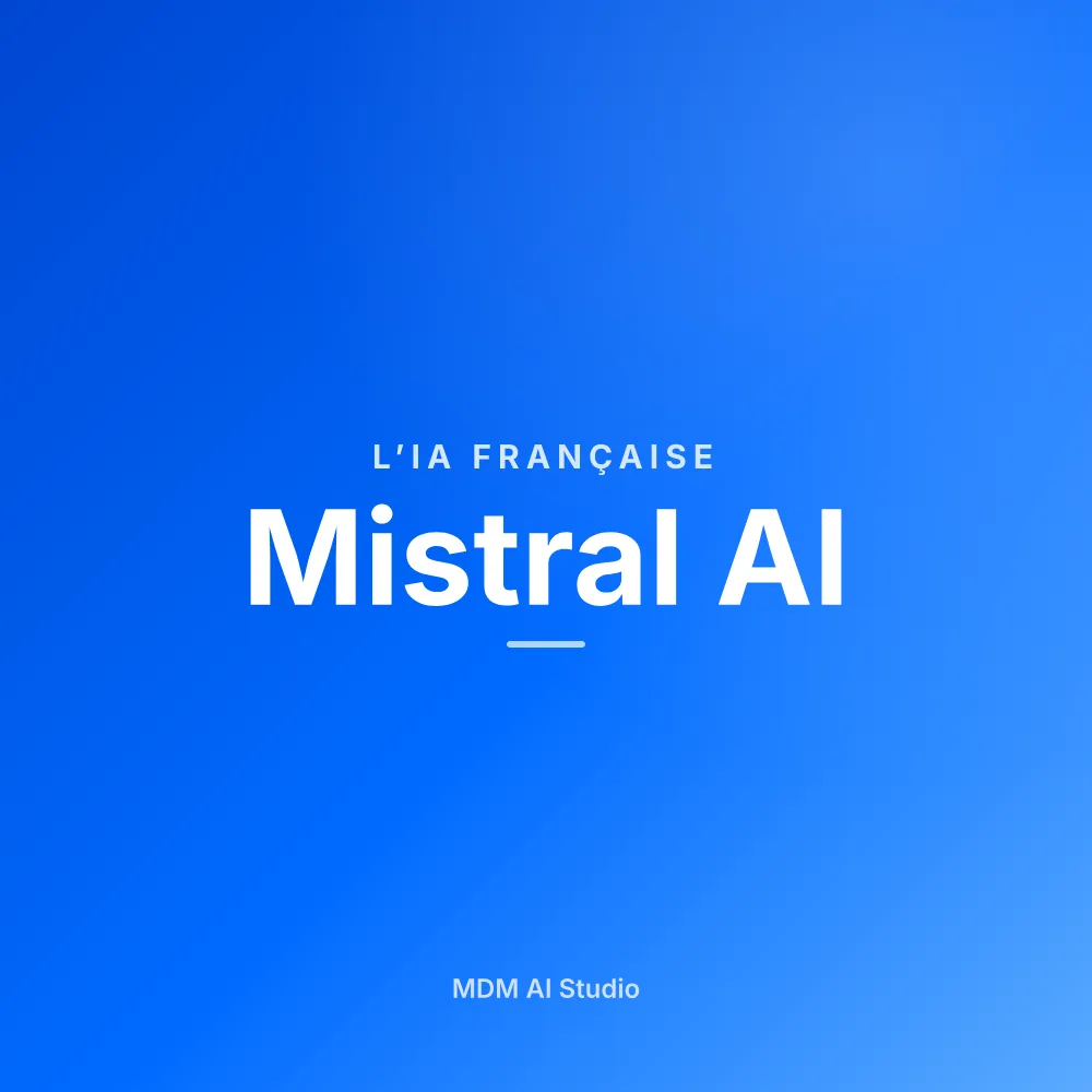 Animation « Mistral AI » : Une IA conçue en France ; Le français, nativement ; En ligne ou en local ; Le choix dépend de vos données.